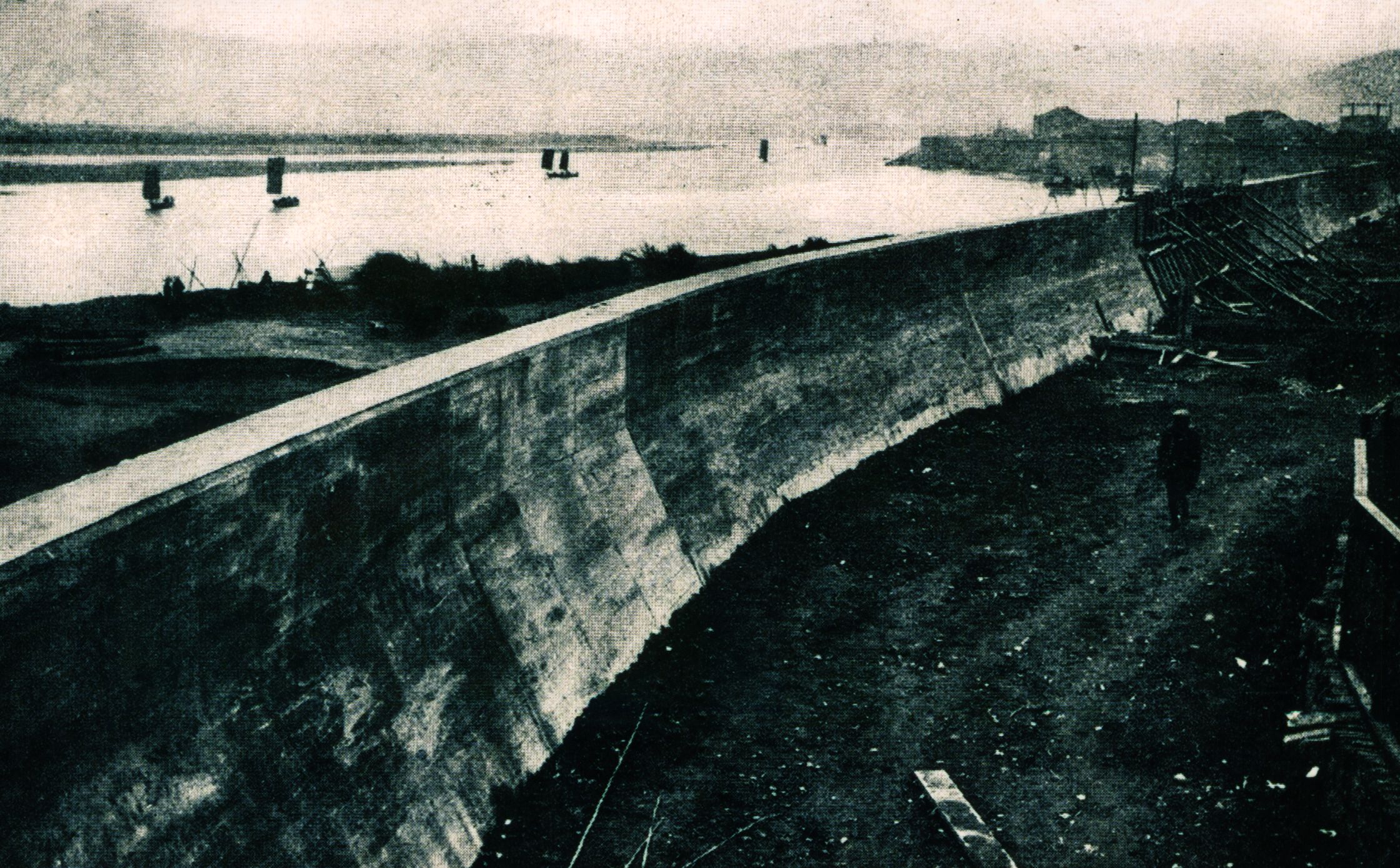 1930年代萬華淡水河畔堤防